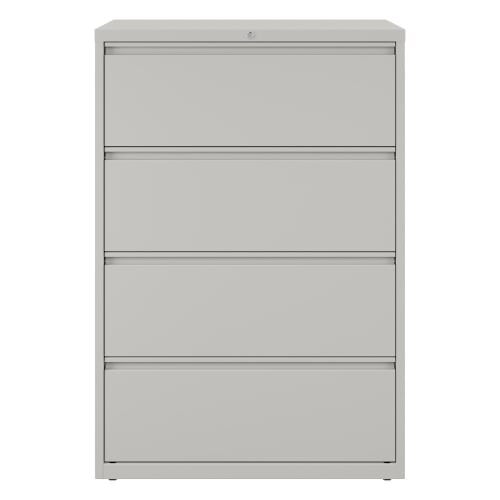 Hirsh 36" Wide 4 Drawer Metal Lateral File Cabinet, Light Gray